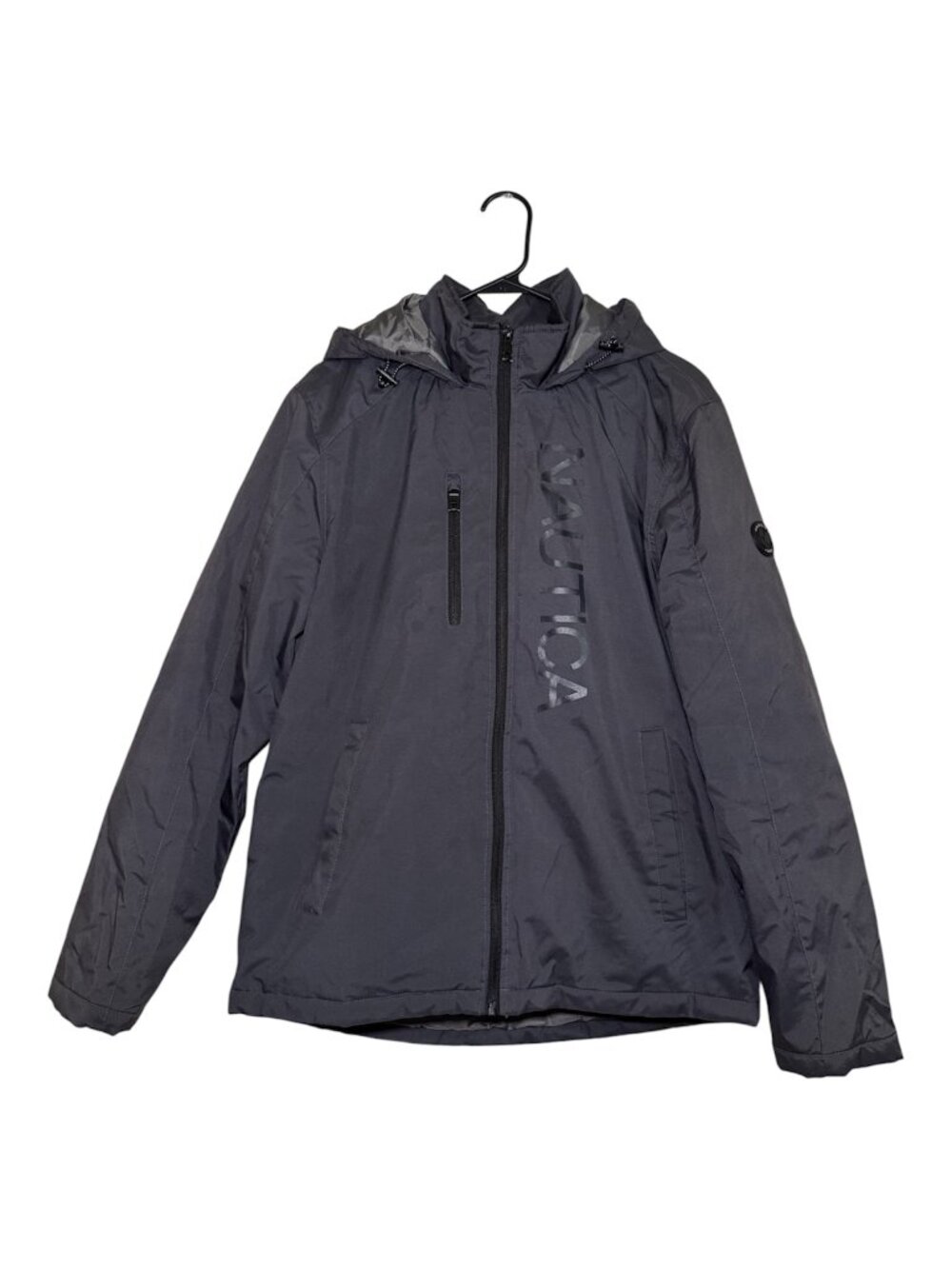 Men's Dark Gray Nautica Hooded Water Resistant Windbreaker Jacket Size M